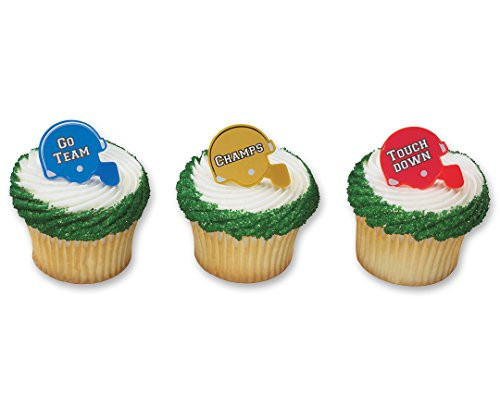 CakePicke Cake Cupcake Topper Football Helmets Cupcake Rings - 12 Ct