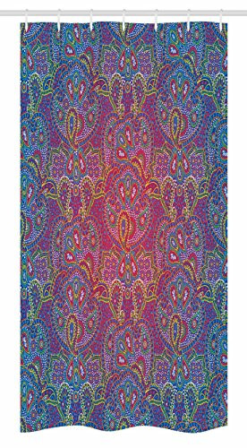 Ambesonne Purple Stall Shower Curtain by, Boho Paisley Pattern Indian Ethnic with Asian Elements Cultural Themed Art Print, Fabric Bathroom Decor Set with Hooks, 36 W x 72 L Inches, Purple Green
