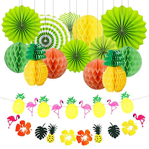 Kubert Hawaiian Party Decoration Kit Summer Party Decorations Set Paper Fans Summer Tropical Party Flamingos and Pineapples Banners Luau Cupcake Toppers and Wrappers Beach Supplies for Hawaiian Luau Kubert Hawaiian Party Decoration Kit Summer Party Decorations Set Paper Fans Summer Tropical Party Flamingos and Pineapples Banners Luau Cupcake Toppers and Wrappers Beach Supplies for Hawaiian Luau