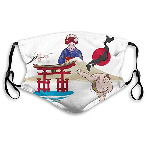 Comfortable Activated Carbon mask, Japanese Woman Traditional Athlete Hand Fan Ethnic Cultural Icons Asia Illustration,Printed Facial decorations for adults Man Woman M Comfortable Activated Carbon mask, Japanese Woman Traditional Athlete Hand Fan Ethnic Cultural Icons Asia Illustration,Printed Facial decorations for adults Man Woman M