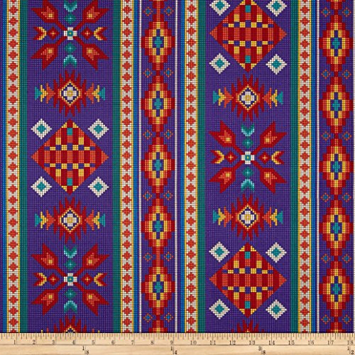 Elizabeth's Studio Tucson Beaded Stripe Purple Fabric by The Yard