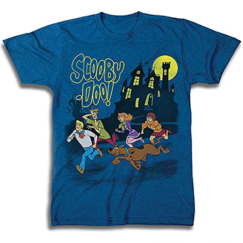 Scooby Doo Mens Throwback Shirt, Shaggy, Velma Tee - Throwback Classic T-Shirt -Royal Heather, X-Large-