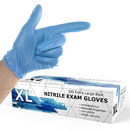 Powder Free Disposable Nitrile Gloves Medium -100 Pack, Blue -Medical Exam Glove