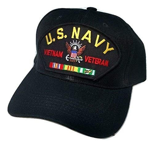 HMC US Navy Vietnam Veteran Low-Profile Ball Cap, Black, Adjustable