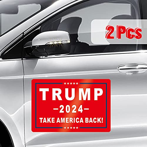 QSUM Trump Magnet Sticker 2024, 2 Pack Save America Again Bumper Car Stickers for 47th Presidential Election Day Celebration Parades Event