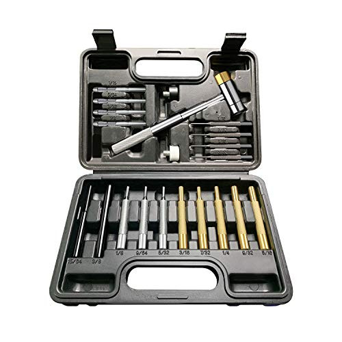 ARTIPOLY Gunsmith tools, 21-Pieces Gunsmithing Punch Set and 4 Hammer with Brass, Hollow, Steel, Plastic Punches