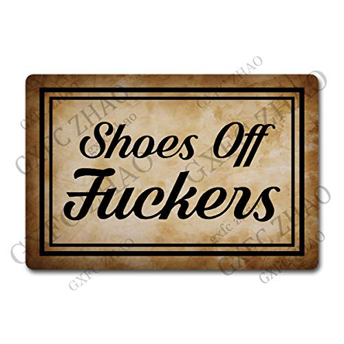 GXFC ZHAO Personalized Rugs Shoes Off Fuckers Funny Welcome Door Mats-23.7 X 15.9 in- Anti-Slip Rubber Back Monogram Doormats for The Entrance Way Rugs Personalized