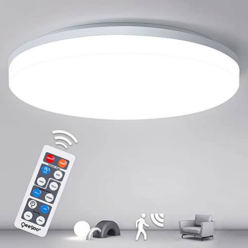 Oeegoo Led Motion Sensor Light Fixture Indoor, 8.6In 18W 5000K LED Motion Sensing Ceiling Light with Remote Control, Motion Activated Lighting Fixtures for Stair, Closet Room, Porch, Hallway