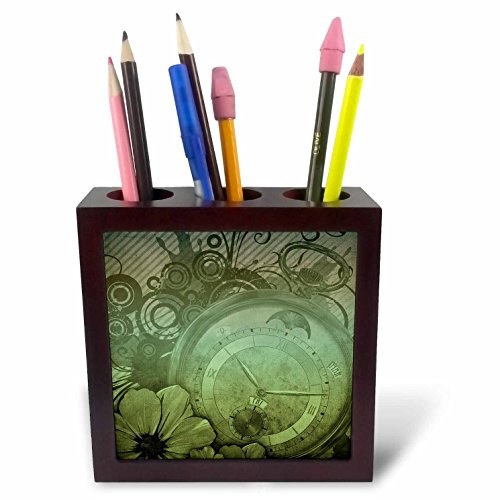 3dRose Cherry Blossom Flower Monogram Initial J Tile Pen Holder, 5" (ph_102758_1), 5"