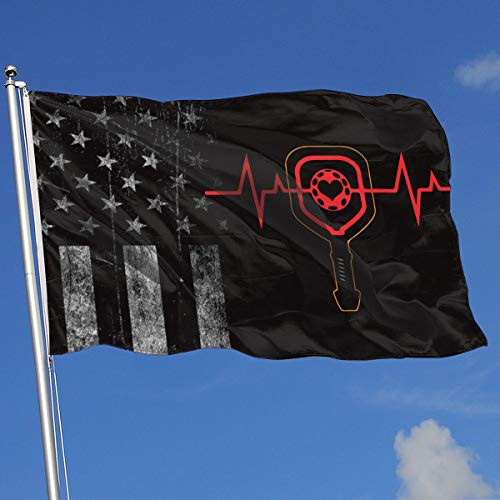 A13UDQ Outdoor Flags Worn-Out USA Flag Pickleball Heartbeat 3X5 Ft Flag for Outdoor Indoor Home Decor Sports Fan Football Basketball Baseball Hockey