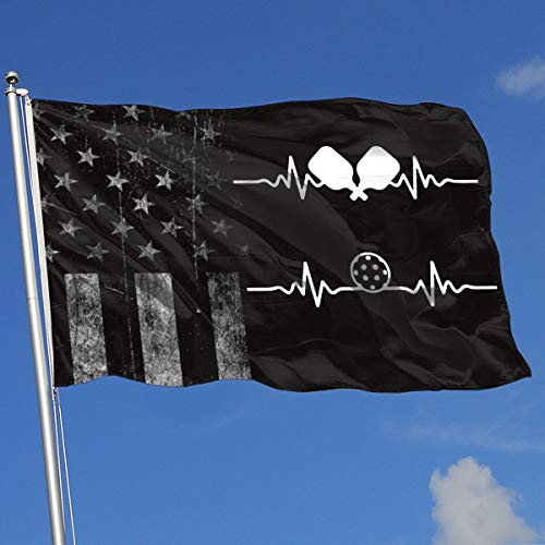 A13UDQ Outdoor Flags Worn-Out USA Flag Heartbeat Pickleball 3X5 Ft Flag for Outdoor Indoor Home Decor Sports Fan Football Basketball Baseball Hockey