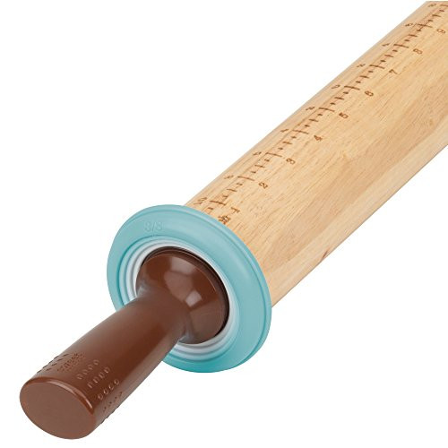 GoodCook Sweet Creations Adjustable Wood Rolling Pin with Measurements, 12"