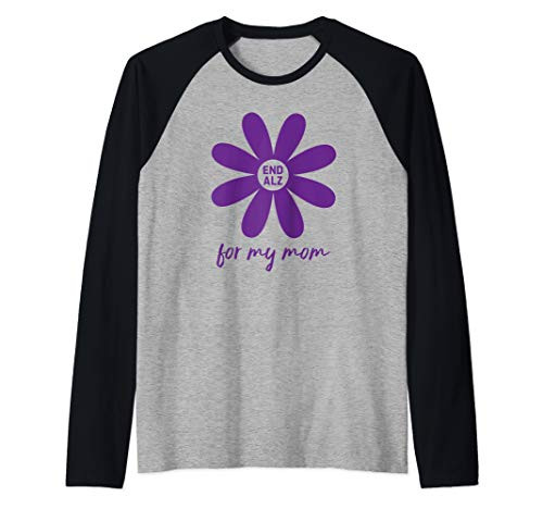 Alzheimer's Awareness Products Purple -ENDALZ END ALZ Mom Raglan Baseball Tee Alzheimer's Awareness Products Purple -ENDALZ END ALZ Mom Raglan Baseball Tee