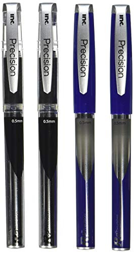I-N-C R-2 Precision 0.5 Roller Ball Pen, 2 Blue/2 Black, 2 Set