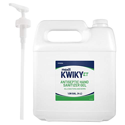 Maxill Gel Hand Sanitizer 70 percent Alcohol Coconut Lime Verbena Scent 4 Liter - One Gallon 70 percent Alcohol Kills 99 percent Germs- Waterless, No residue  and  Moisturizing, Fights Germs  and  Bacteria