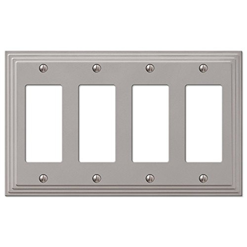 Step Design Four GFCI Decora Rocker Wall Switch Plate Outlet Cover - Satin Nickel