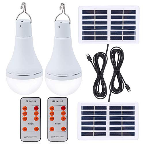 Afoskce Solar Light Bulb Outdoor Rechargeable 300LM Solar Powered Light Led Bulb with Remote Timer, Lighting Sensor, 4 Lighting Mode for Chicken Coops Shed Hiking Camping Hurricane Lighting -2Pack- Afoskce Solar Light Bulb Outdoor Rechargeable 300LM Solar Powered Light Led Bulb with Remote Timer, Lighting Sensor, 4 Lighting Mode for Chicken Coops Shed Hiking Camping Hurricane Lighting -2Pack-
