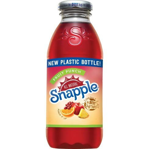 Snapple All Natural Fruit Flavored Teas and Juices, 16 oz Plastic Bottles -Fruit Punch, Pack of 12-