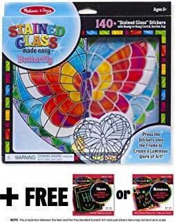 Melissa  and  Doug Butterfly- Stained Glass Made Easy Series  and  1 Scratch Art Mini-Pad Bundle -09295-
