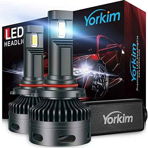 Yorkim 9006/HB4 LED Headlight Bulbs Canbus Ready 16000LM Super Bright 9006 Low Beam/Fog Light Halogen Replacement with Cooling Fan, Waterproof, 6500K Xenon White, Pack of 2