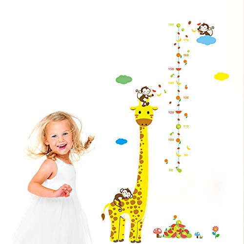 Funkeet Kids Giraffe Height Chart Monkey Height Measure Wall Decal Growth Chart Stickers Removable for Children Nursery Bedroom Living Room (Giraffe 2)