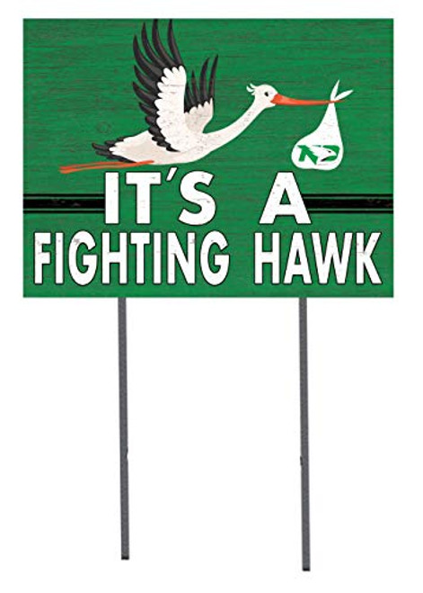 KH Sports Fan 18x24 Lawn Sign Stork Yard Sign It's A North Dakota Fighting Hawks