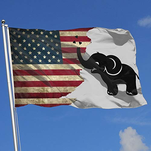 A13UDQ Outdoor Flags USA Flag Elephant 3X5 Ft Flag for Outdoor Indoor Home Decor Sports Fan Football Basketball Baseball Hockey
