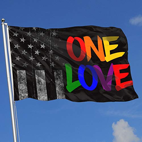 A13UDQ Outdoor Flags USA Flag One Love Gay Pride 3X5 Ft Flag for Outdoor Indoor Home Decor Sports Fan Football Basketball Baseball Hockey