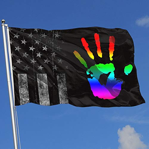 A13UDQ Outdoor Flags USA Flag Gay Handprint 3X5 Ft Flag for Outdoor Indoor Home Decor Sports Fan Football Basketball Baseball Hockey