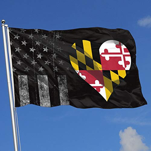 A13UDQ Outdoor Flags USA Flag Maryland Flag Heart 3X5 Ft Flag for Outdoor Indoor Home Decor Sports Fan Football Basketball Baseball Hockey