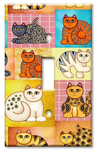 Single Gang Toggle Wall Plate - Cat Collage