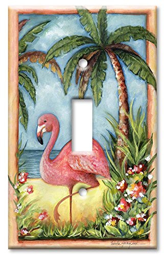 Single Gang Toggle Wall Plate - Flamingo