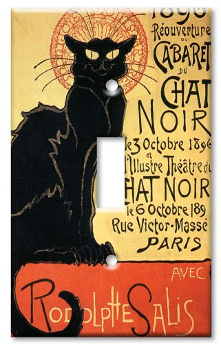 Single Gang Toggle Wall Plate - Chat Noir (Black Cat)
