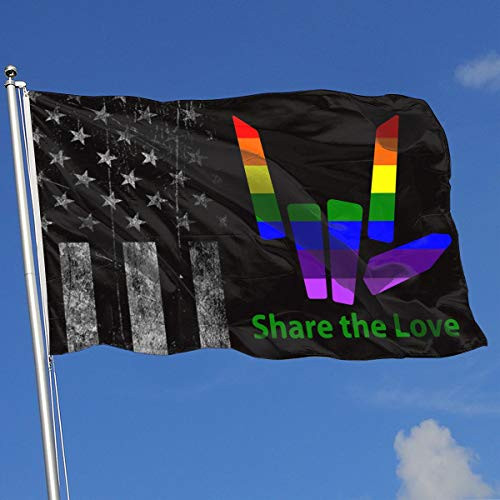 A13UDQ Outdoor Flags Worn-Out USA Flag LGBT Share The Love 3X5 Ft Flag for Outdoor Indoor Home Decor Sports Fan Football Basketball Baseball Hockey
