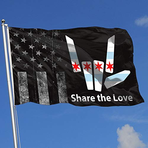 A13UDQ Outdoor Flags Worn-Out USA Flag Chicago Share The Love 3X5 Ft Flag for Outdoor Indoor Home Decor Sports Fan Football Basketball Baseball Hockey