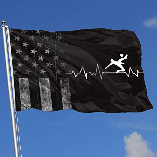 A13UDQ Outdoor Flags Worn-Out USA Flag Football Soccer Heartbeat 3X5 Ft Flag for Outdoor Indoor Home Decor Sports Fan Football Basketball Baseball Hockey