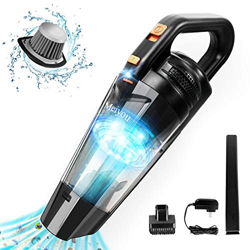 Meiyou Cordless Handheld-Vacuum Portable-Vacuum Rechargeable-Vacuum - Powerful Cyclonic Suction, with 13.5V Li-ion Quick Charge Tec, Wet  and  Dry Hand Vacuum for Pet Hair, Car and Home Cleaning, Orange