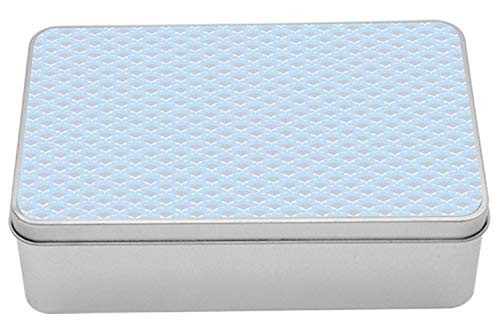 Lunarable Abstract Tin Box, Pastel Tones Floral Fan Look Motif Pattern, Portable Rectangle Metal Organizer Storage Box with Lid, 7.2" X 4.7" X 2.2", Purpleblue Blue