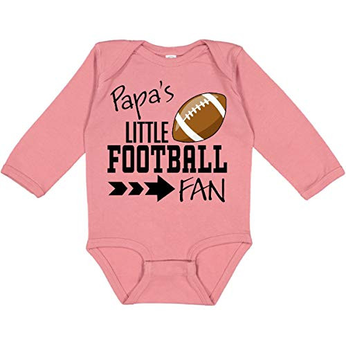 inktastic Papa's Little Football Fan Long Sleeve Creeper 12 Months Mauve 31b32