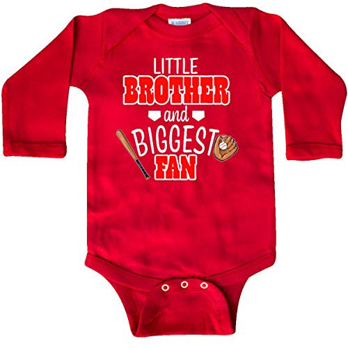 inktastic Little Brother and Biggest Fan- Long Sleeve Creeper 6 Months Red 3b1bf