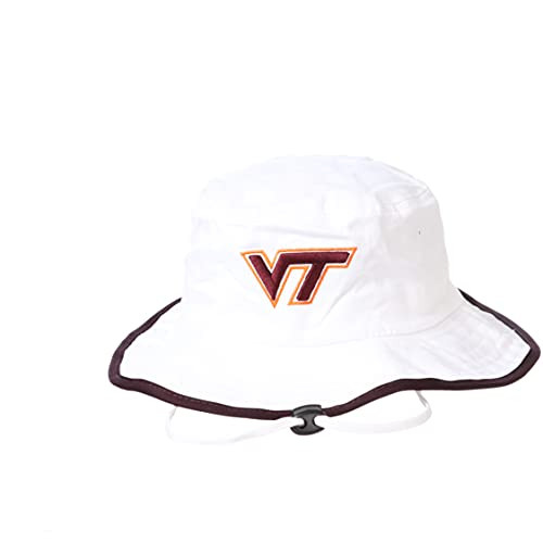 Zephyr NCAA Virginia Tech Hokies Mens Bucket Hat Pontoon Trim, Virginia Tech Hokies White, Large Zephyr NCAA Virginia Tech Hokies Mens Bucket Hat Pontoon Trim, Virginia Tech Hokies White, Large