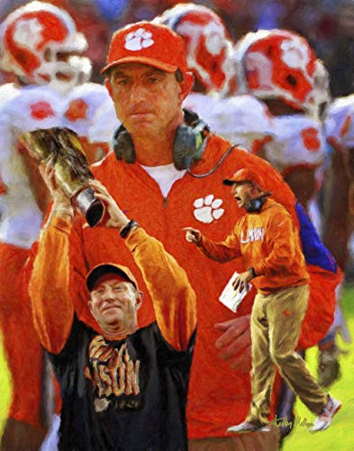 Clemson Tigers Dabo Swinney Coach NCAA College Football Art Print 11x14-24x30