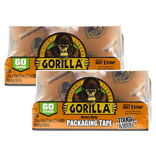 Gorilla Packing Tape Tough  and  Wide Refill for Moving, Shipping and Storage, 2.83" x 30 yd, 2 Rolls -Pack of 2-