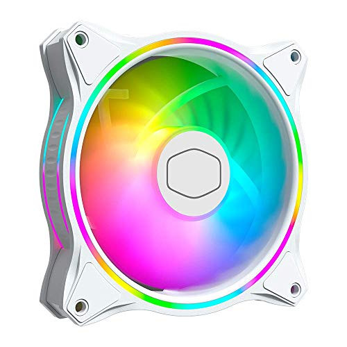 Cooler Master MasterFan MF120 Halo White Edition ARGB - Dual Ring Addressable RGB Lighting, Case  and  Cooling Hybrid Fan Blade Design with Jam Sensor Protection  and  Vibration Dampening Frame - 120mm White
