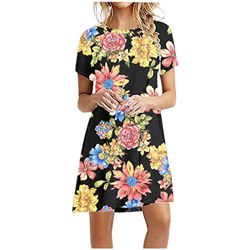 fine_fine Women Summer Dresses Printed Short Sleeve T Shirt Short Mini Dress Fashion Round Neck Dress fine_fine Women Summer Dresses Printed Short Sleeve T Shirt Short Mini Dress Fashion Round Neck Dress