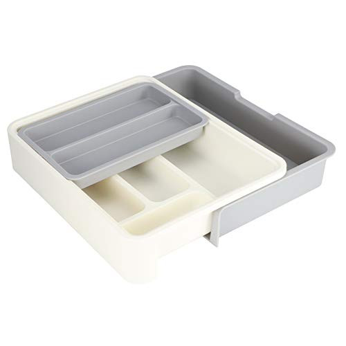 Silverware Organizer Drawer, Expandable Adjustable Cutlery Storage Tray Compartment Tidy Drawer Utensil Organizer for Kitchen
