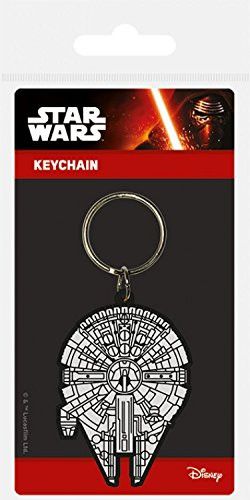 1art1 Star Wars, Millennium Falcon Keychain Keyring for Fans -2x2 inches- and 1x Surprise Sticker