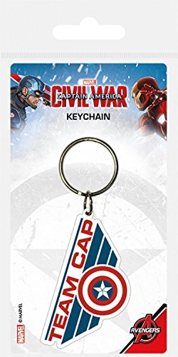1art1 Captain America, Civil War, Team Cap Keychain Keyring for Fans -2x2 inches- and 1x Surprise Sticker