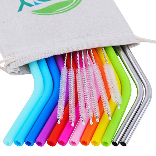 12Pcs Silicone Straws Reusable Straws REGULAR SIZE Drinking Straws -Extra Long Stainless Steel Straws Metal Straws Set for 30&20 Oz Yeti/Ozark/Rtic Tumblers +6 Pcs Brushes+1 Storage Pouch 12Pcs Silicone Straws Reusable Straws REGULAR SIZE Drinking Straws -Extra Long Stainless Steel Straws Metal Straws Set for 30&20 Oz Yeti/Ozark/Rtic Tumblers +6 Pcs Brushes+1 Storage Pouch