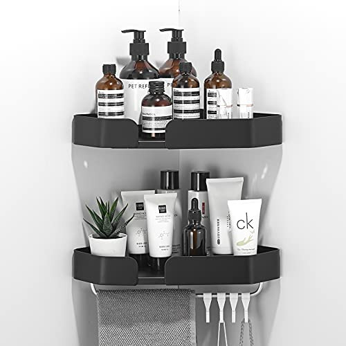 Delysia King 2-Pack Shower Caddy Adhesive Corner Shelf Bathroom Shelves Wall Mounted Organization and Storage,No Drilling